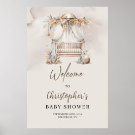 Boho kwekerij wieg pampas aarde Baby shower Welkom Poster