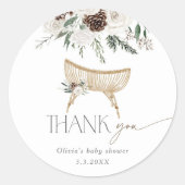 Boho kwekerij winter dank u baby shower ronde sticker (Voorkant)