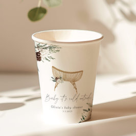 Boho kwekerij winter groenblijvend baby shower papieren bekers