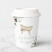 Boho kwekerij winter groenblijvend baby shower papieren bekers (Achterkant)