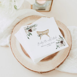 Boho kwekerij winter groenblijvend baby shower servet