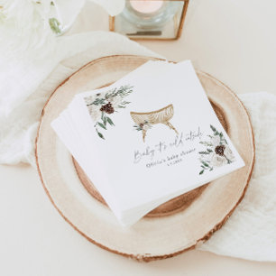 Boho kwekerij winter groenblijvend baby shower servet