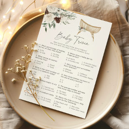 Boho kwekerij winterkalligrafie baby trivia spel