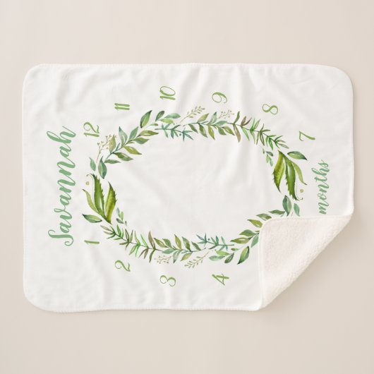 Boho laat Baby naam maandelijkse mijlpaal foto Sherpa Deken (Voorkant (horizontaal))