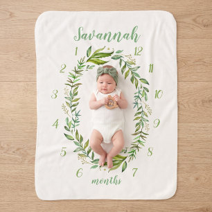 Boho Laat Baby Naam Maandelijkse Mijlpaal Foto Sherpa Deken