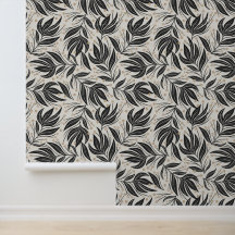 Boho laat bladpatroon wit en groen