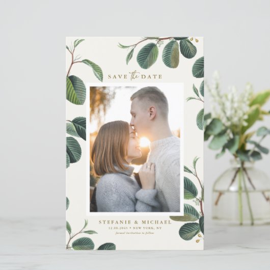 Boho laat botanische ivoor foto opslaan Datum (Staand voorkant)