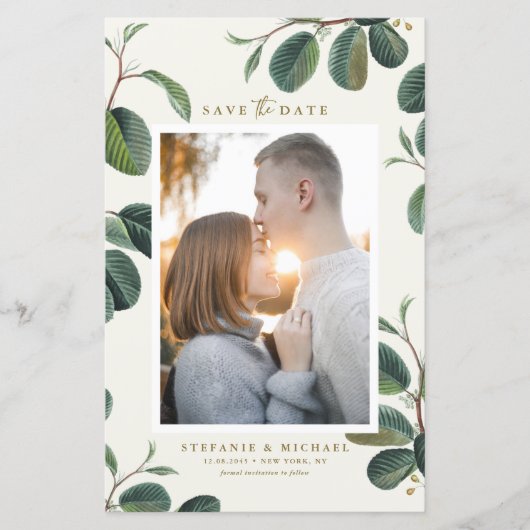 Boho laat botanische ivoor foto opslaan Datum (Voorkant)