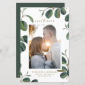 Boho laat botanische witte foto waarop de datum wo (Voorkant / Achterkant)