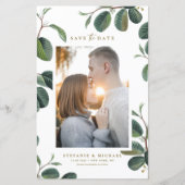 Boho laat botanische witte foto waarop de datum wo (Voorkant)