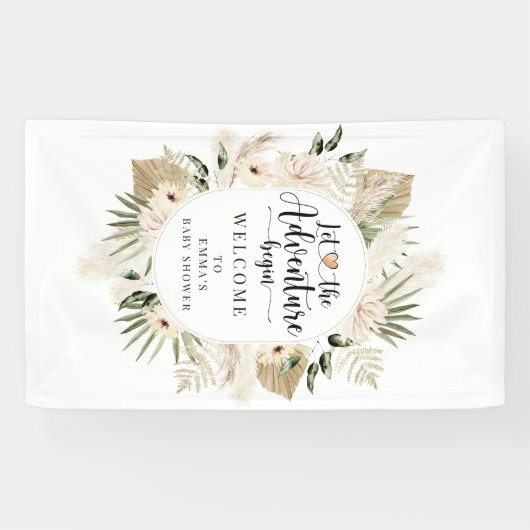 Boho laat het avontuur beginnen Baby shower Spandoek (Horizontaal)