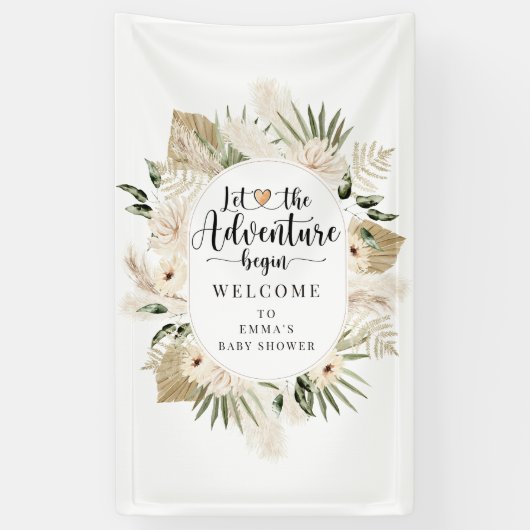 Boho laat het avontuur beginnen Baby shower Spandoek (Verticaal)