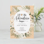 Boho laat het avontuur beginnen crème Baby shower Kaart (Staand voorkant)