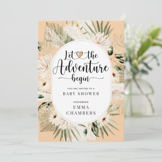 Boho laat het avontuur beginnen crème Baby shower Kaart (Staand voorkant)
