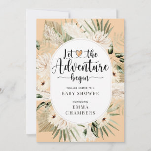 Boho laat het avontuur beginnen crème Baby shower Kaart