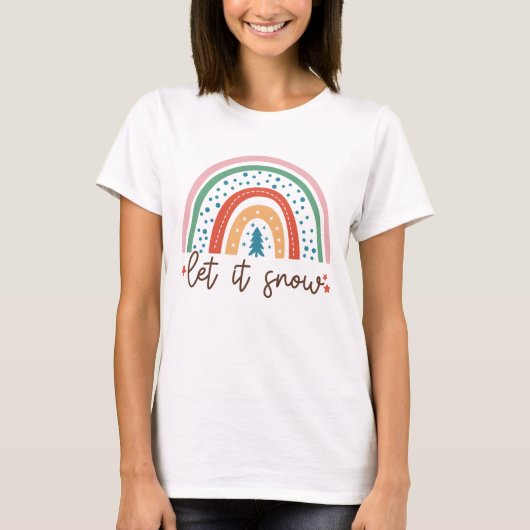 Boho "Laat het sneeuwen" regenboog | T-shirt (Voorkant)