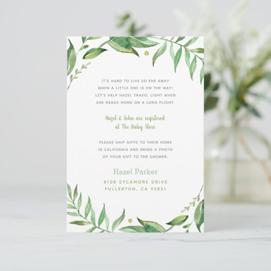 Boho laat lange afstand Baby shower invoegen Informatiekaartje (Staand voorkant)