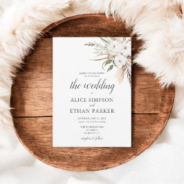 Boho laat Pampa Grass Wedding Uitnodiging