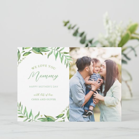 Boho laat persoonlijke Moederdag-fotokaart achter Kaart (Staand voorkant)