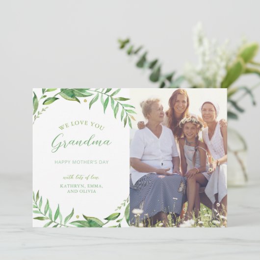 Boho laat persoonlijke Moederdag-fotokaart achter Kaart (Staand voorkant)