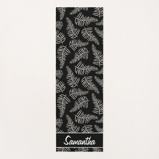 Boho laat zwarte en witte elegante naam yogamat (Voorkant)