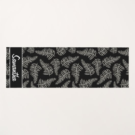 Boho laat zwarte en witte elegante naam yogamat (Voorkant (horizontaal))