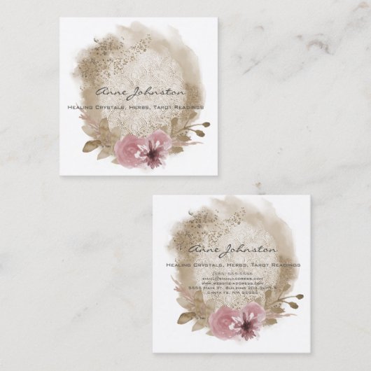 Boho Lace Floral Square Visitekaartje (Voorkant / Achterkant)