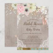 Boho Lace Lights & tribaal veer Vrijgezellenfeest Kaart (Voorkant / Achterkant)