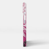 Boho Lacy Leaf Design Pink, Black and White iPhone Hoesje (Linkerkant)