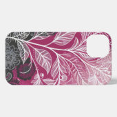 Boho Lacy Leaf Design Pink, Black and White iPhone Hoesje (Achterkant horizontaal)