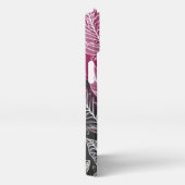 Boho Lacy Leaf Design Pink, Black and White iPhone Hoesje (Rechterkant)