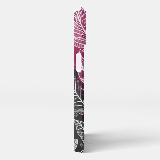 Boho Lacy Leaf Design Pink, Black and White iPhone Hoesje (Rechterkant)