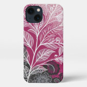Boho Lacy Leaf Design Pink, Black and White iPhone Hoesje (Achterkant)