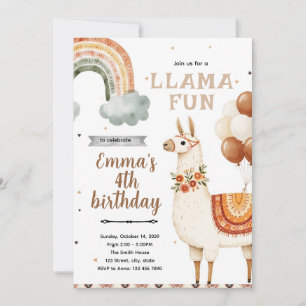 Boho Lama Verjaardagsfeest Uitnodiging