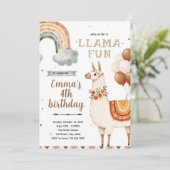 Boho Lama Verjaardagsfeest Uitnodiging (Staand voorkant)
