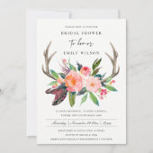 BOHO LAND BLUSH ANTLER FLORAL VRIJGEZELLENFEEST KAART (Voorkant)