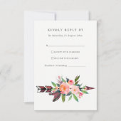 BOHO LAND BLUSH ARROW FLORAL WEDDING RSVP (Voorkant)