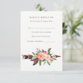 BOHO LAND BLUSH ARROW FLORAL WEDDING RSVP (Staand voorkant)