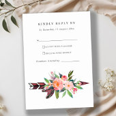 BOHO LAND BLUSH ARROW FLORAL WEDDING RSVP KAARTJE