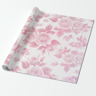 Boho land chique wit roze rozen bloemenmoes cadeaupapier