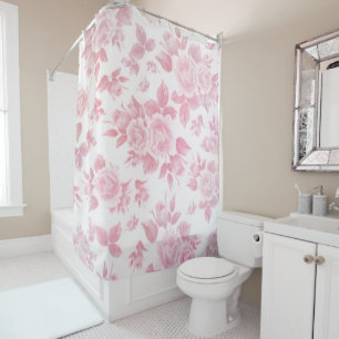 Boho land chique wit roze rozen bloemenmoes douchegordijn