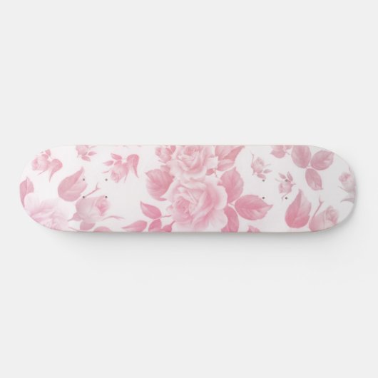 Boho  land chique wit roze rozen bloemenmoes persoonlijk skateboard (Horizontaal)