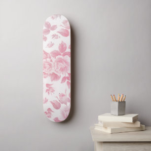 Boho  land chique wit roze rozen bloemenmoes persoonlijk skateboard