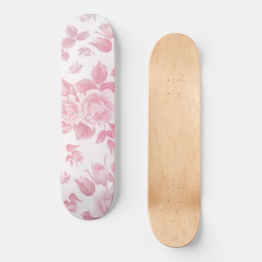 Boho  land chique wit roze rozen bloemenmoes persoonlijk skateboard (Voorkant)