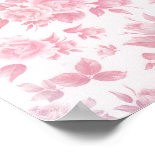 Boho  land chique wit roze rozen bloemenmoes poster (Hoek)