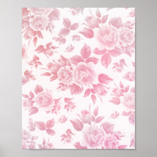 Boho  land chique wit roze rozen bloemenmoes poster