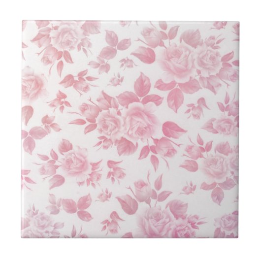 Boho land chique wit roze rozen bloemenmoes tegeltje (Voorkant)