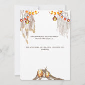 Boho land macrame lantaarn lichtjes veer chic save the date (Achterkant)