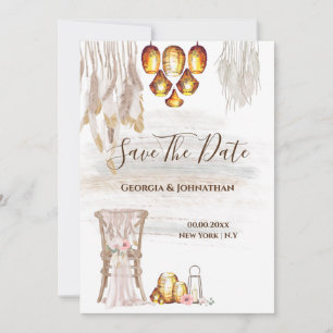 Boho land macrame snoerlampen veerlantaarn save the date