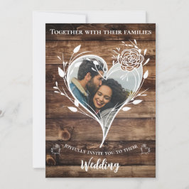 Boho land rustieke hout foto bruiloft kaart